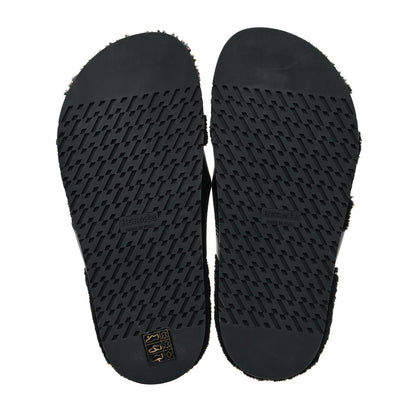 Hermes Calfskin Woolskin Womens Chypre Sandals 37.5 Black 5 of 10