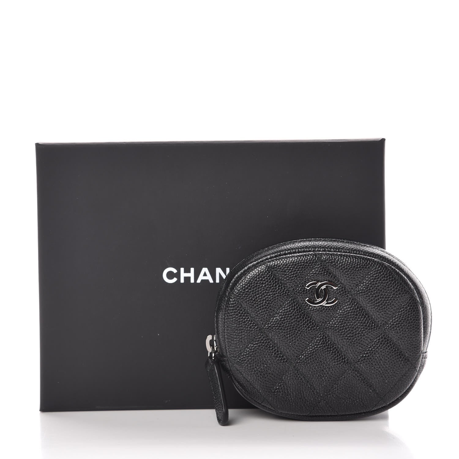 Chanel Metallic Caviar Quilted Zip Around Classic Coin Purse Black 8 of 8