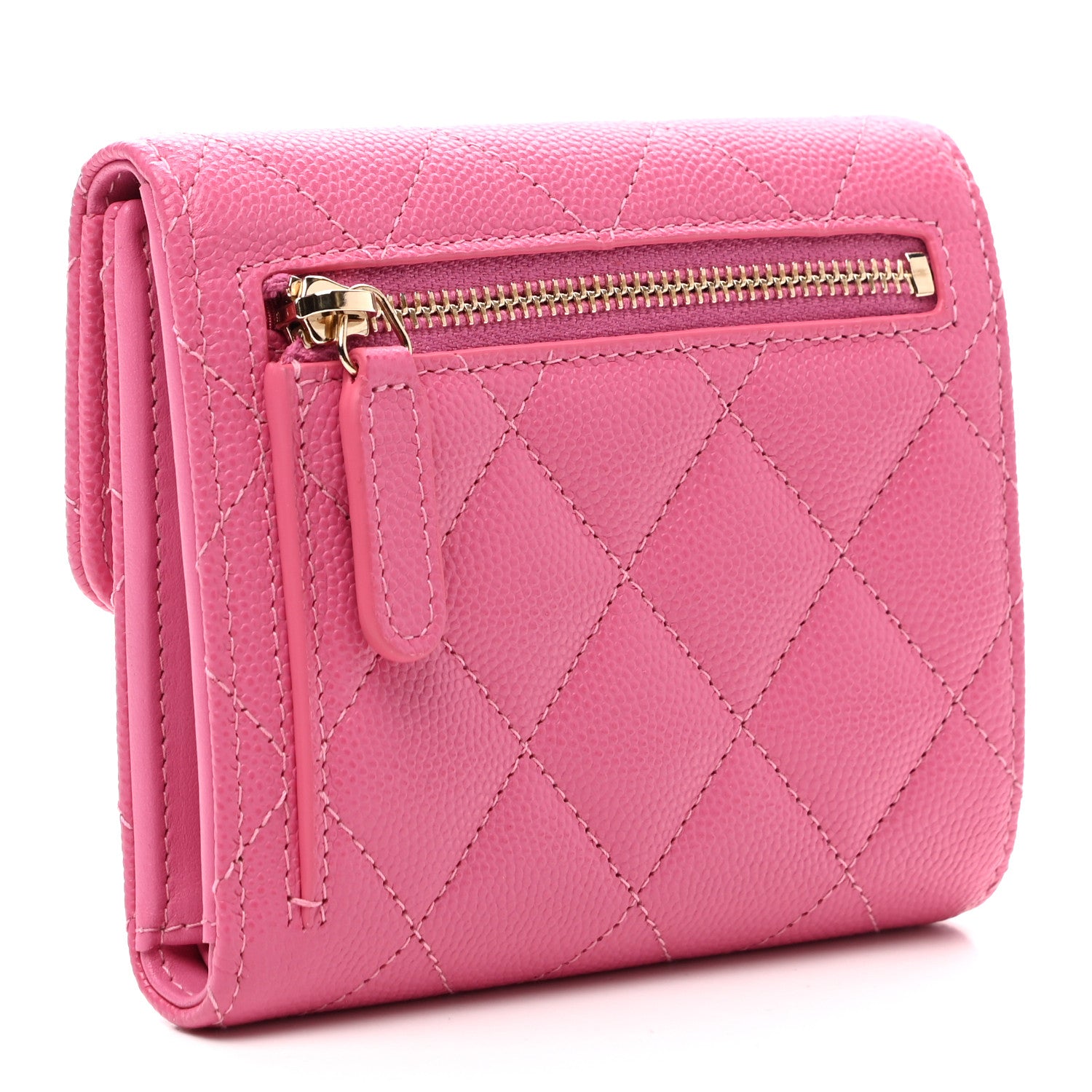 Chanel Caviar Quilted Compact Flap Wallet Pink 3 of 7