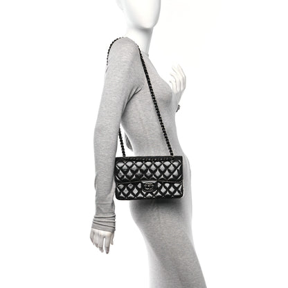 Chanel Shiny Crumpled Calfskin Quilted Small Double Flap So Black 2 of 10