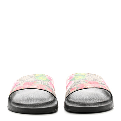Gucci GG Supreme Monogram Blooms Slide Sandals 39 Beige Multicolor 2 of 7