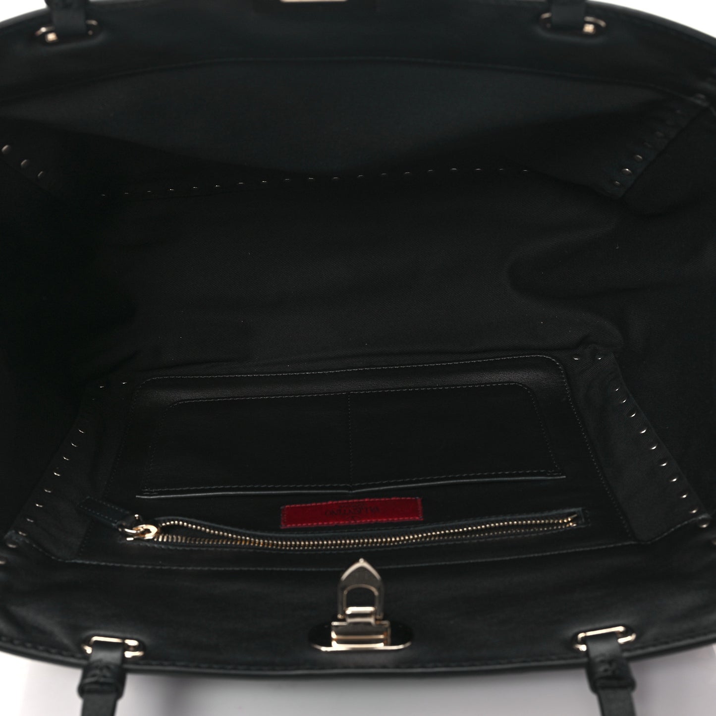 Vitello Medium Rockstud Tote Black