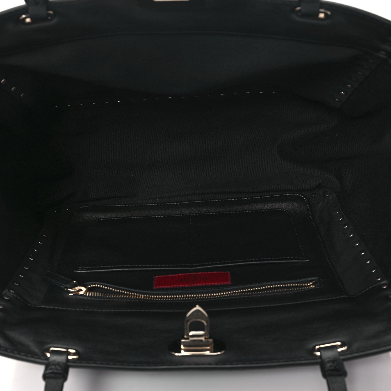 Valentino Garavani Vitello Medium Rockstud Tote Black 5 of 9