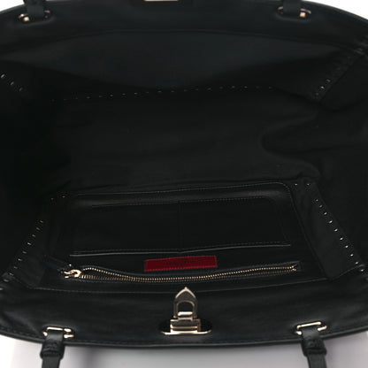 Valentino Garavani Vitello Medium Rockstud Tote Black 5 of 9