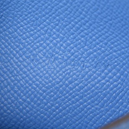 Hermes Epsom Bicolor Bearn Gusset Wallet Orange Poppy Bleu Paradis 9 of 10