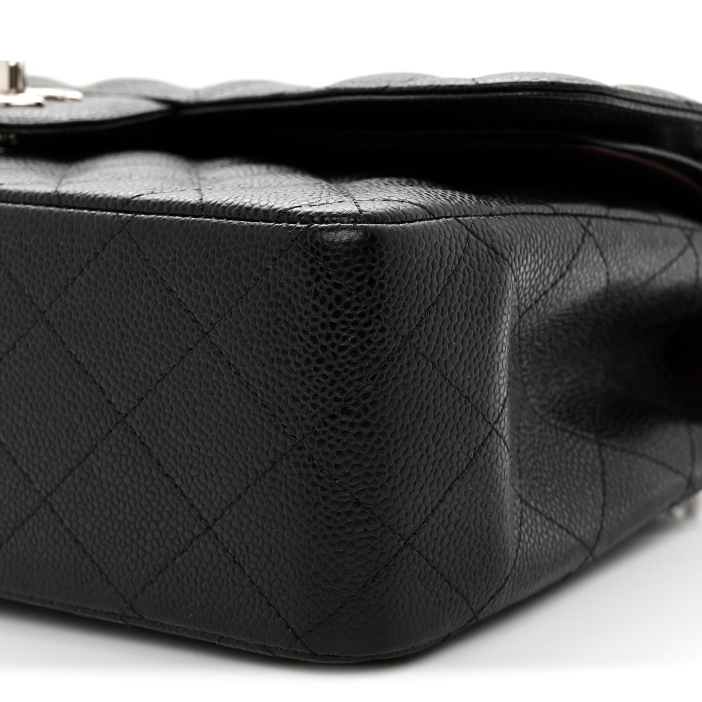 Caviar Quilted Jumbo Double Flap Black