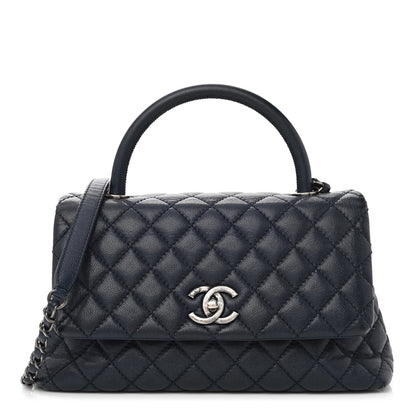 Chanel Caviar Quilted Small Coco Handle Flap Navy 1 of 10