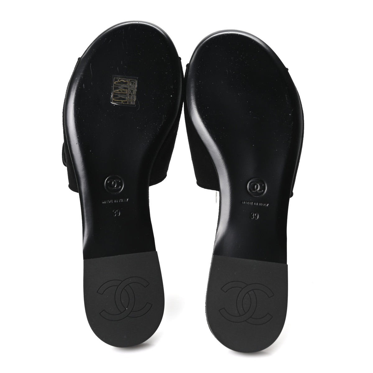 Chanel Suede Kidskin Velcro Crystal CC Mules 39 Black 6 of 9