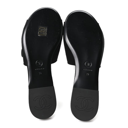 Chanel Suede Kidskin Velcro Crystal CC Mules 39 Black 6 of 9