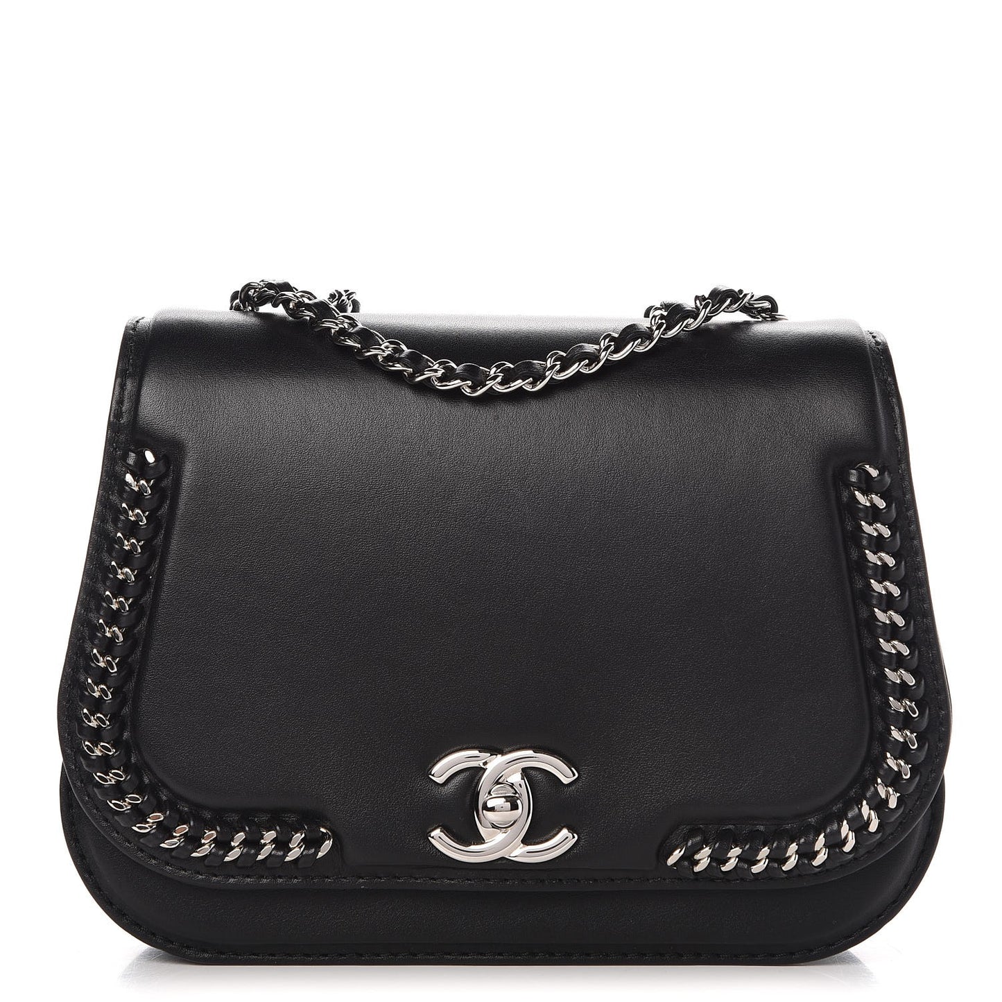 Lambskin Braided Small Chic Flap Black