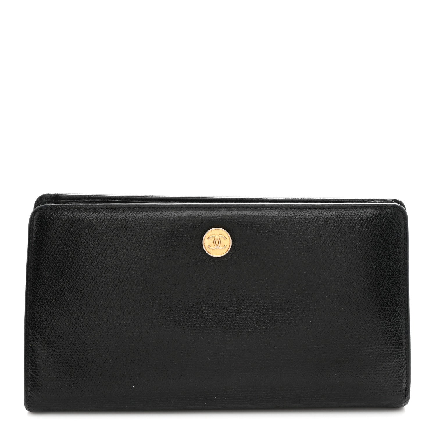 Chanel Grained Calfskin CC Button Yen Wallet Black 1 of 8