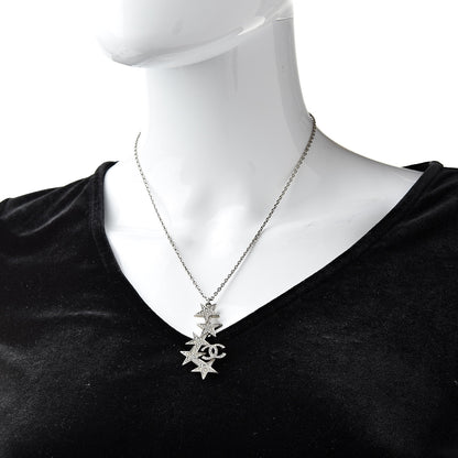Chanel Crystal Star CC Pendant Necklace Silver 2 of 5