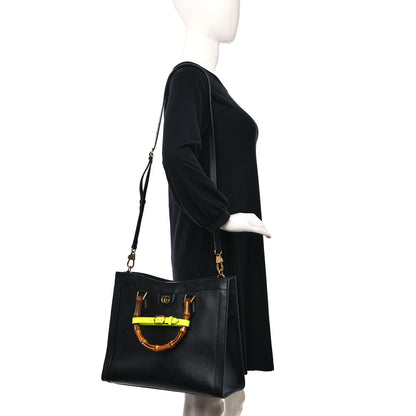 Gucci Calfskin Medium Diana Tote Bag Black Yellow Fluo 2 of 13
