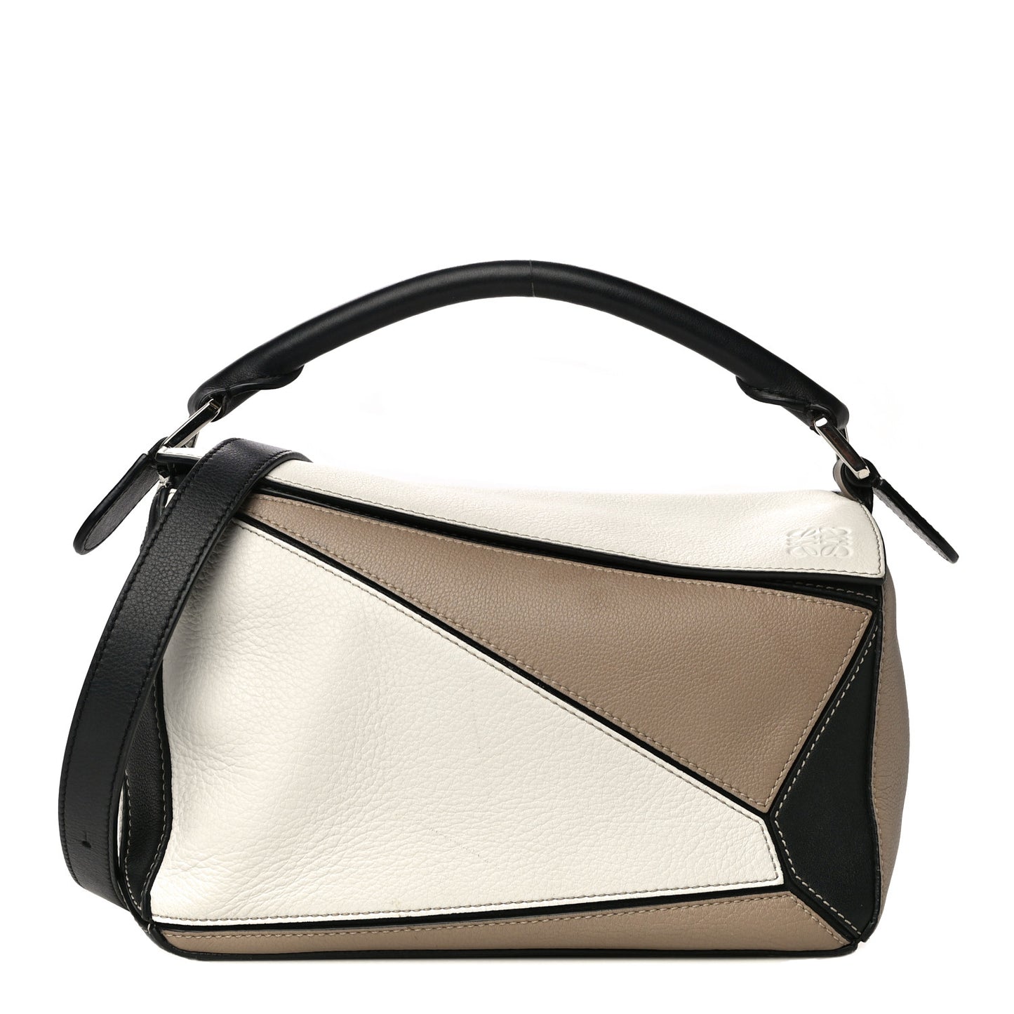 Calfskin Small Puzzle Bag Black Taupe