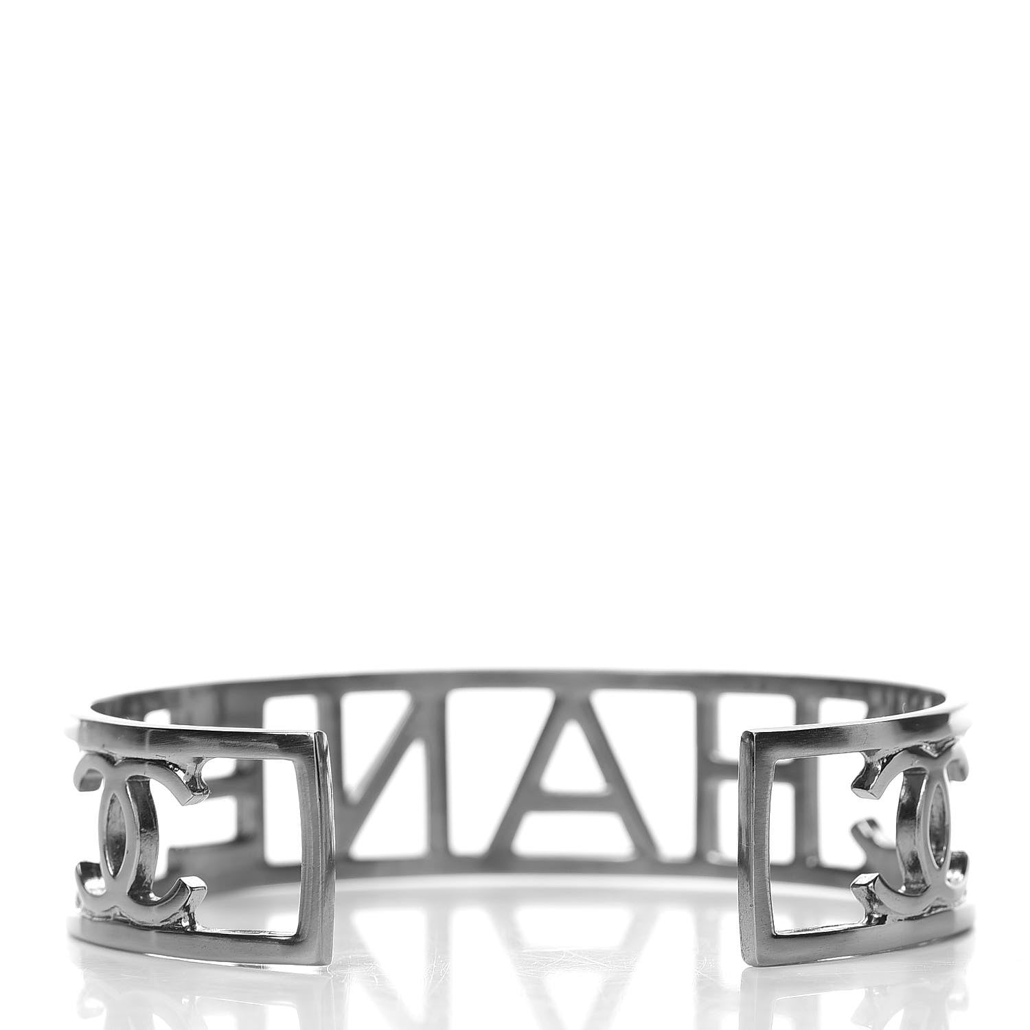 Chanel Metal Logo Cuff Silver 3 of 5