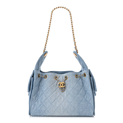 Chanel Washed Denim Quilted Small Chanel 25 Handbag Blue 1 of 11