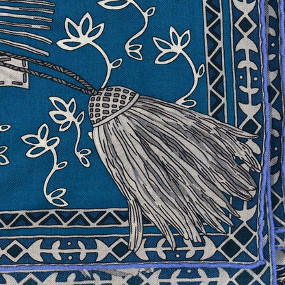 Hermes Cashmere Silk Cavaliers du Caucase Shawl 140 Bleu Gris Parme 5 of 6