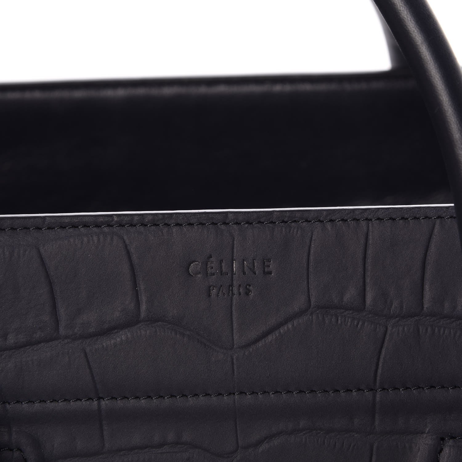 Celine Crocodile Embossed Calfskin Medium Phantom Luggage Navy Blue 5 of 7