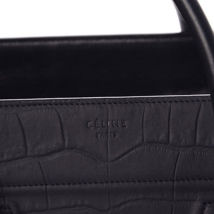 Celine Crocodile Embossed Calfskin Medium Phantom Luggage Navy Blue 5 of 7