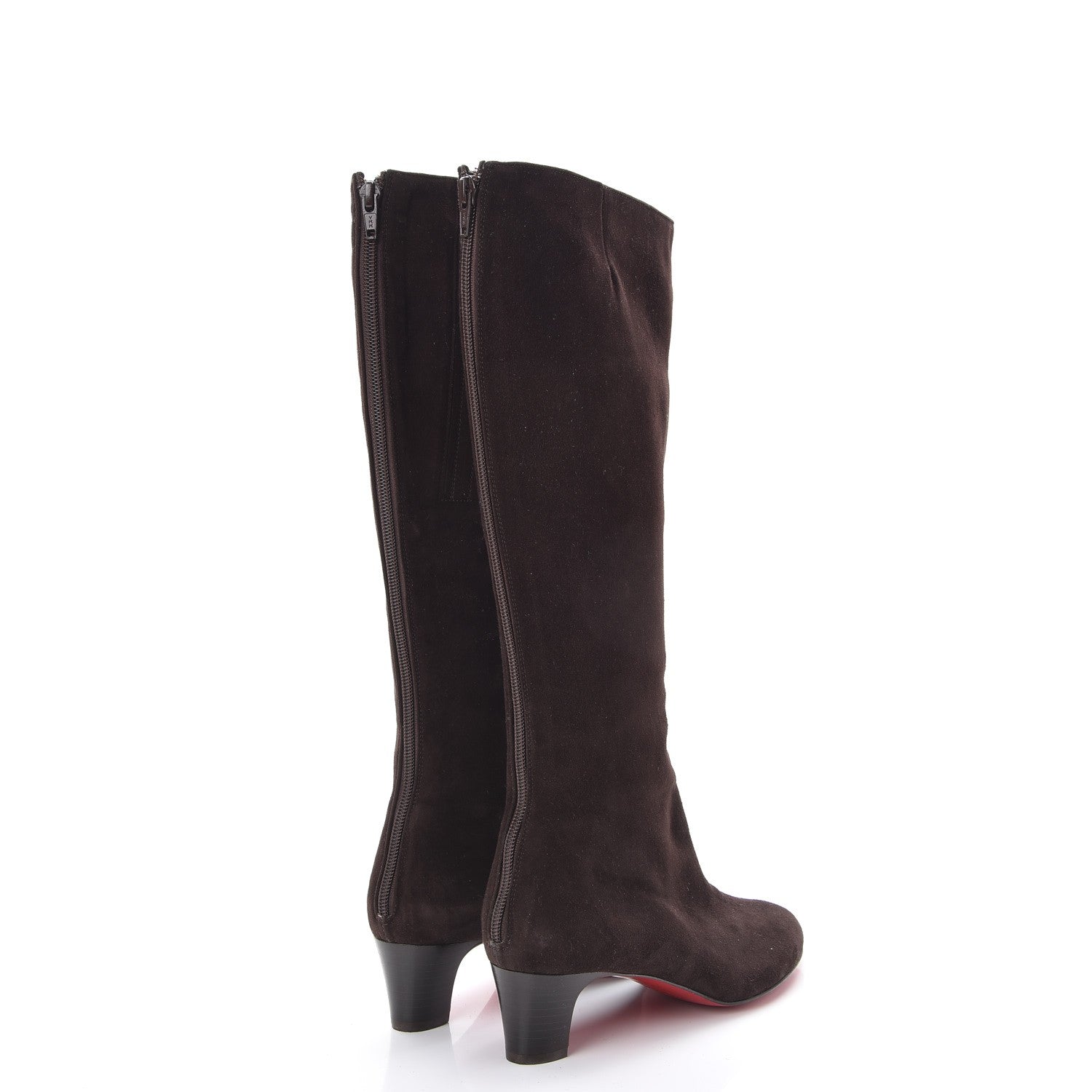Christian Louboutin Suede Bourge 50 Tall Boots 38 Brown 4 of 9