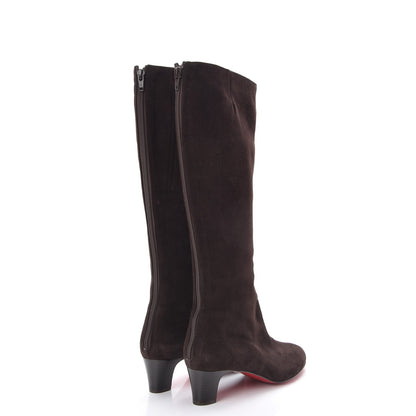 Christian Louboutin Suede Bourge 50 Tall Boots 38 Brown 4 of 9