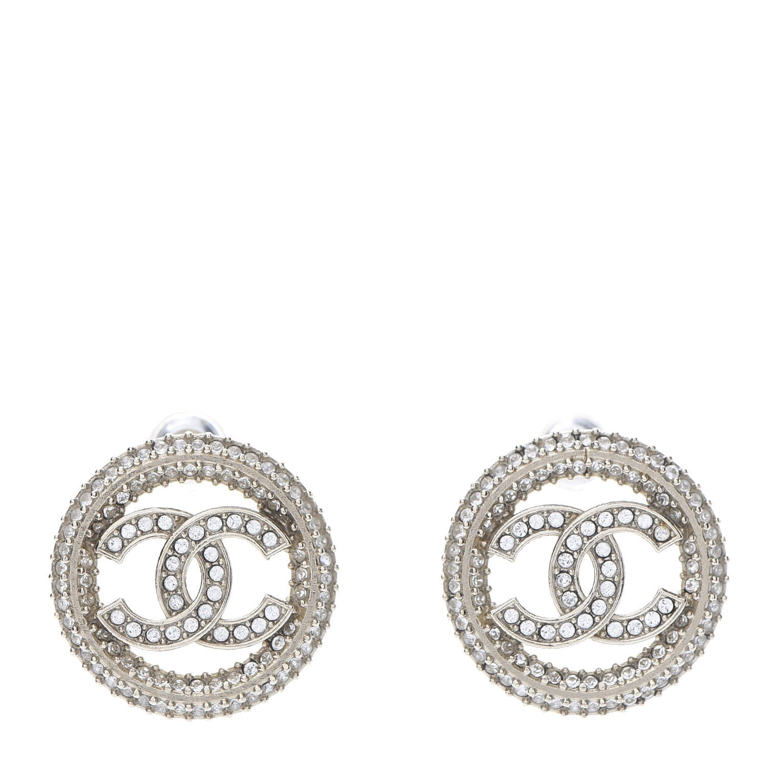 Chanel Crystal CC Vendome Round Earrings Gold 1 of 5