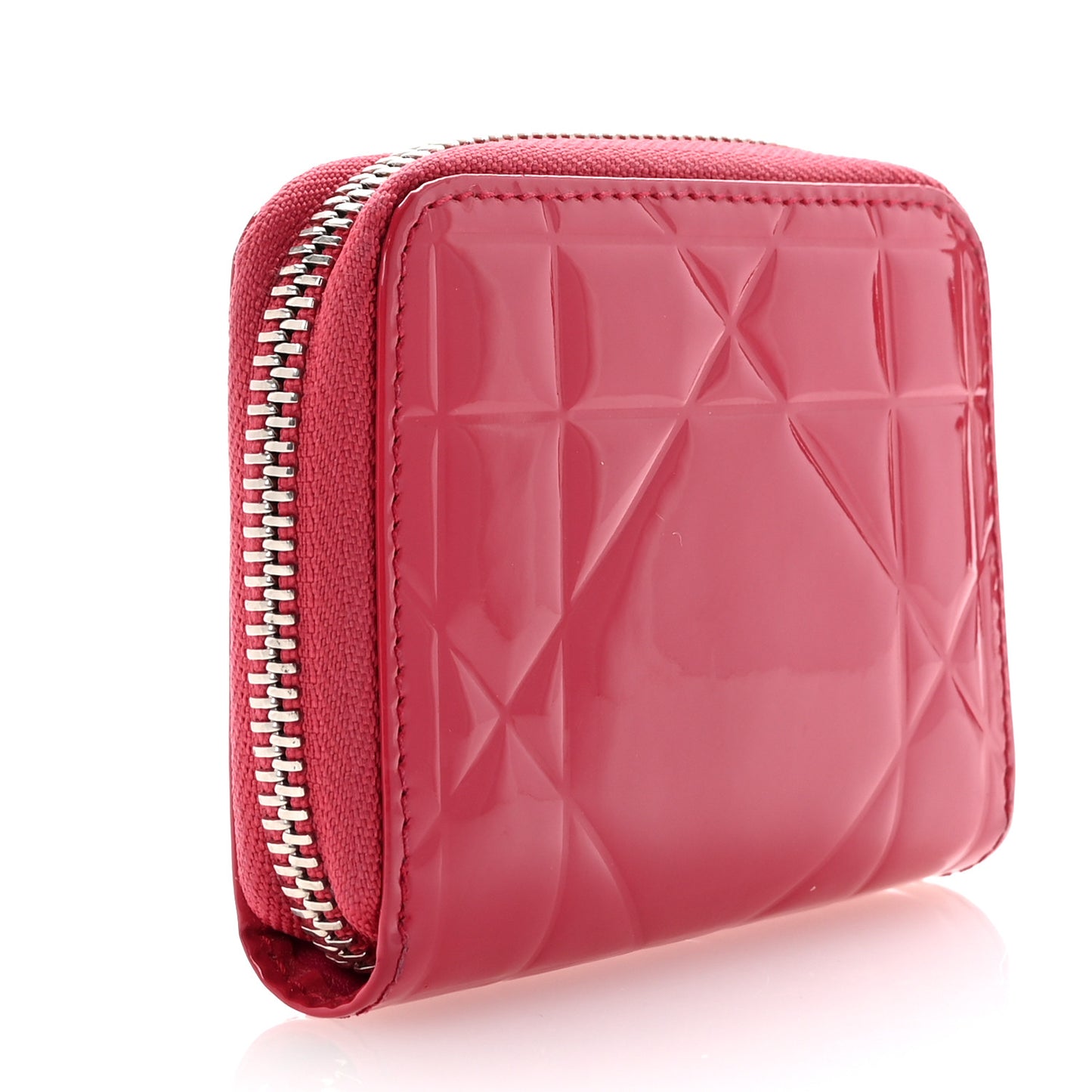 Patent Cannage Tutti Lady Dior Voyageur Coin Purse Fuchsia