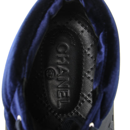 Chanel Calfskin Velvet CC Sneakers 41 Black Blue 8 of 9