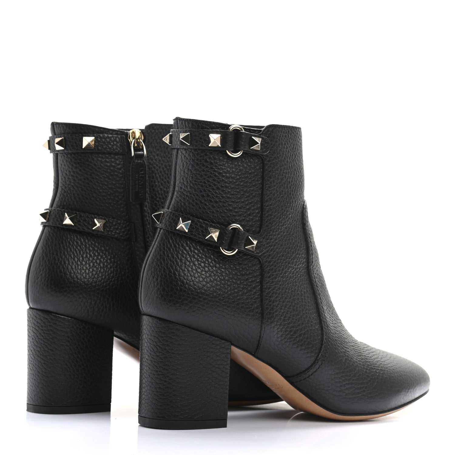 Valentino Garavani Pebbled Calfskin Rockstud 70mm Ankle Boots 37 Black 4 of 8