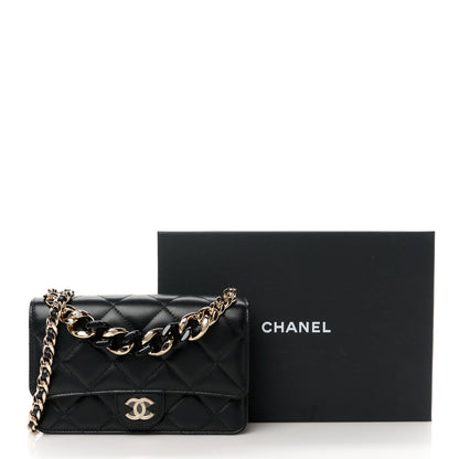 Chanel Lambskin Plexi Quilted Wallet On Chain WOC Black 12 of 12