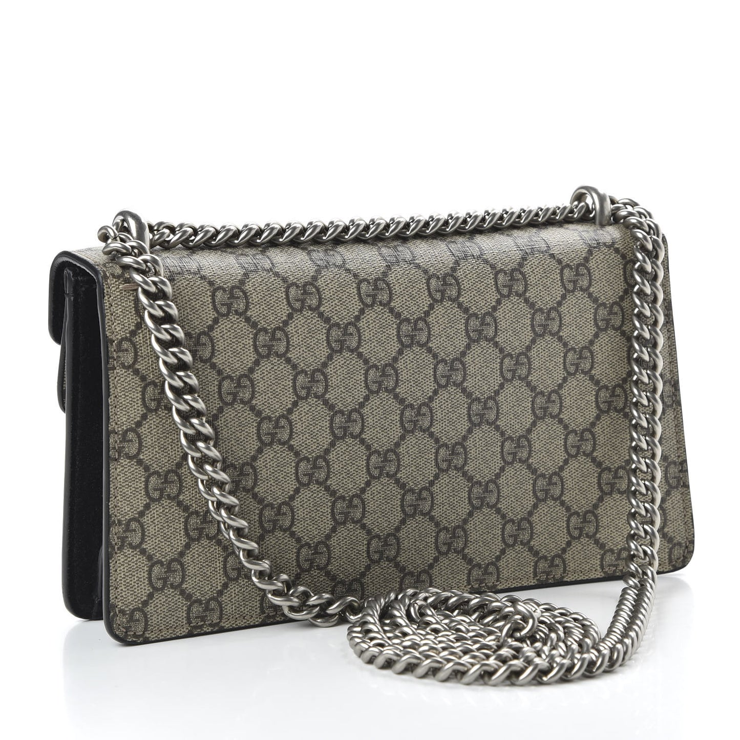 GG Supreme Monogram Suede Crystal Small Dionysus Shoulder Bag Beige Ebony Black