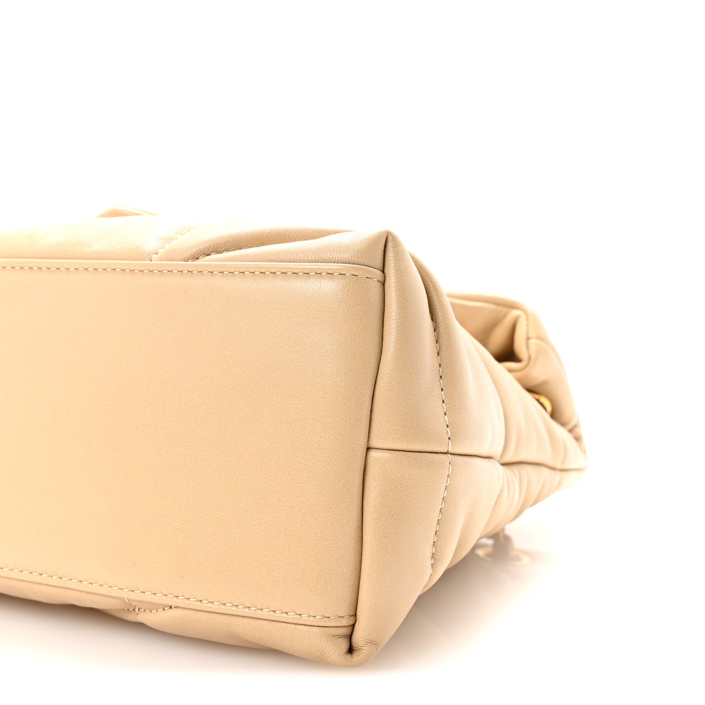 Lambskin Quilted Small Loulou Puffer Monogram Chain Satchel Avorio