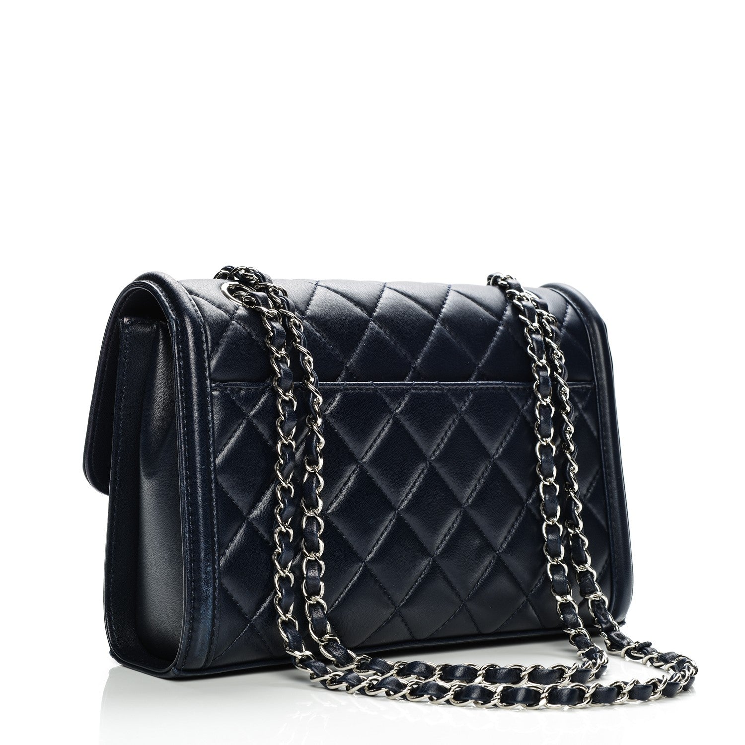 Chanel Lambskin Quilted Small Geometric Flap Navy 3 of 7