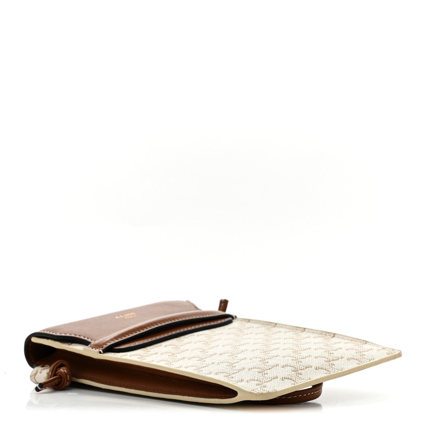 Celine Triomphe Canvas Lambskin Phone Pouch With Flap White Tan 4 of 11