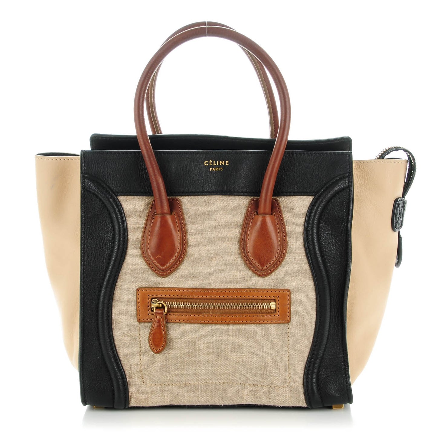 Calfskin Linen Micro Tri-Color Luggage Natural