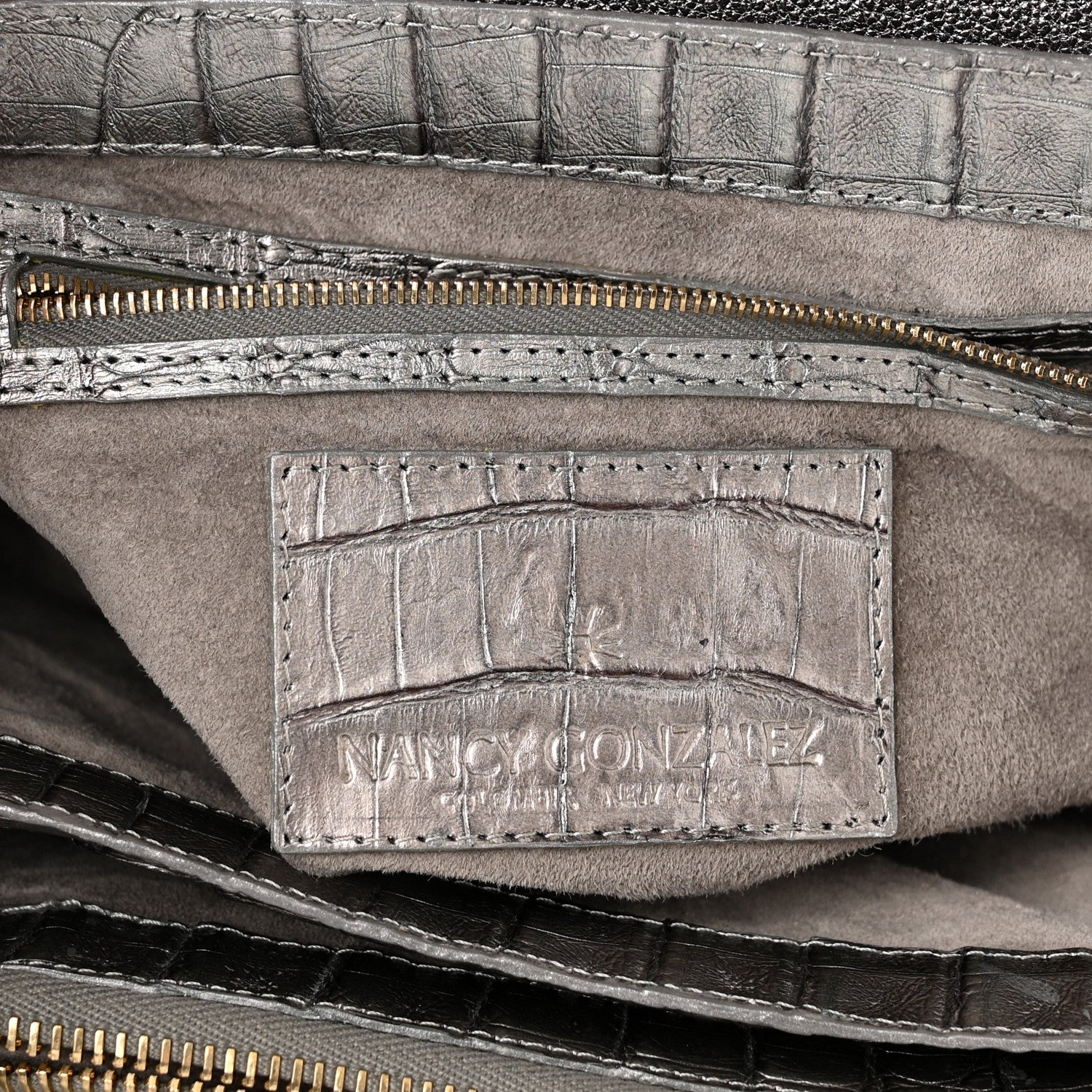 Nancy Gonzalez Metallic Crocodile Flap Chain Shoulder Bag Grey 6 of 10