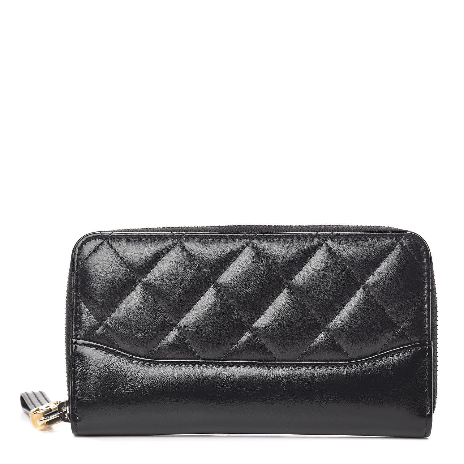 Chanel Aged Calfskin Quilted Small Gabrielle Zip Around Wallet Black 1 of 8