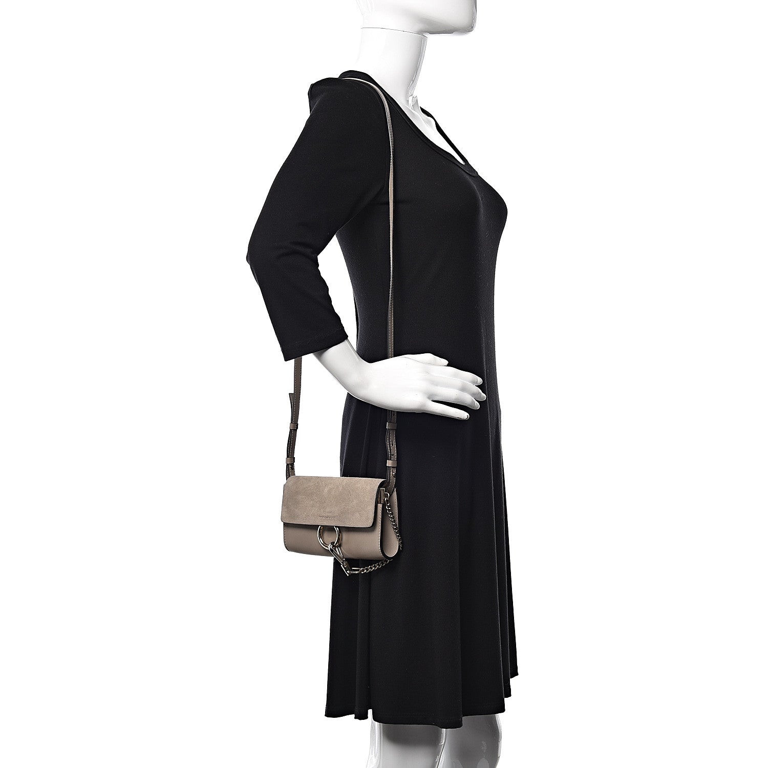 Chloe Suede Calfskin Mini Faye Shoulder Bag Motty Grey 2 of 15