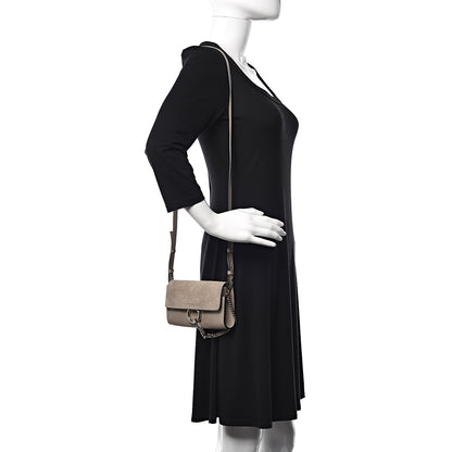 Chloe Suede Calfskin Mini Faye Shoulder Bag Motty Grey 2 of 15