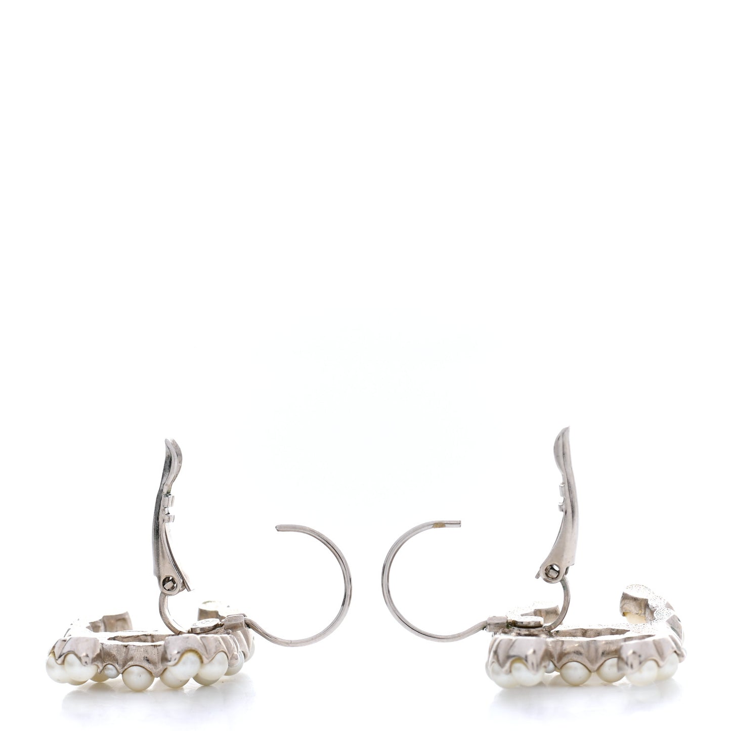 Pearl CC Dangle Earrings Silver