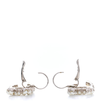 Chanel Pearl CC Dangle Earrings Silver 3 of 5