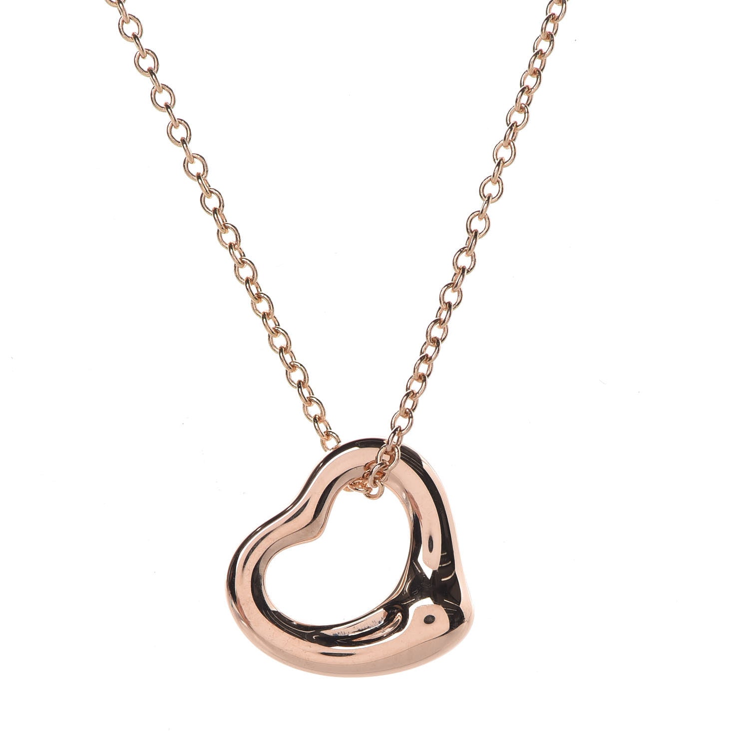 Tiffany 18K Rose Gold 11mm Elsa Peretti Open Heart Pendant Necklace 4 of 7