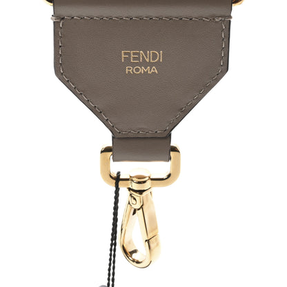 Fendi Ribbon Vitello King Logo Embossed Gingham Woven Adjustable Strap You Beige 5 of 6