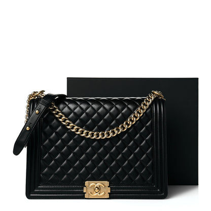Chanel Lambskin Quilted Large Boy Flap Black 19 of 19