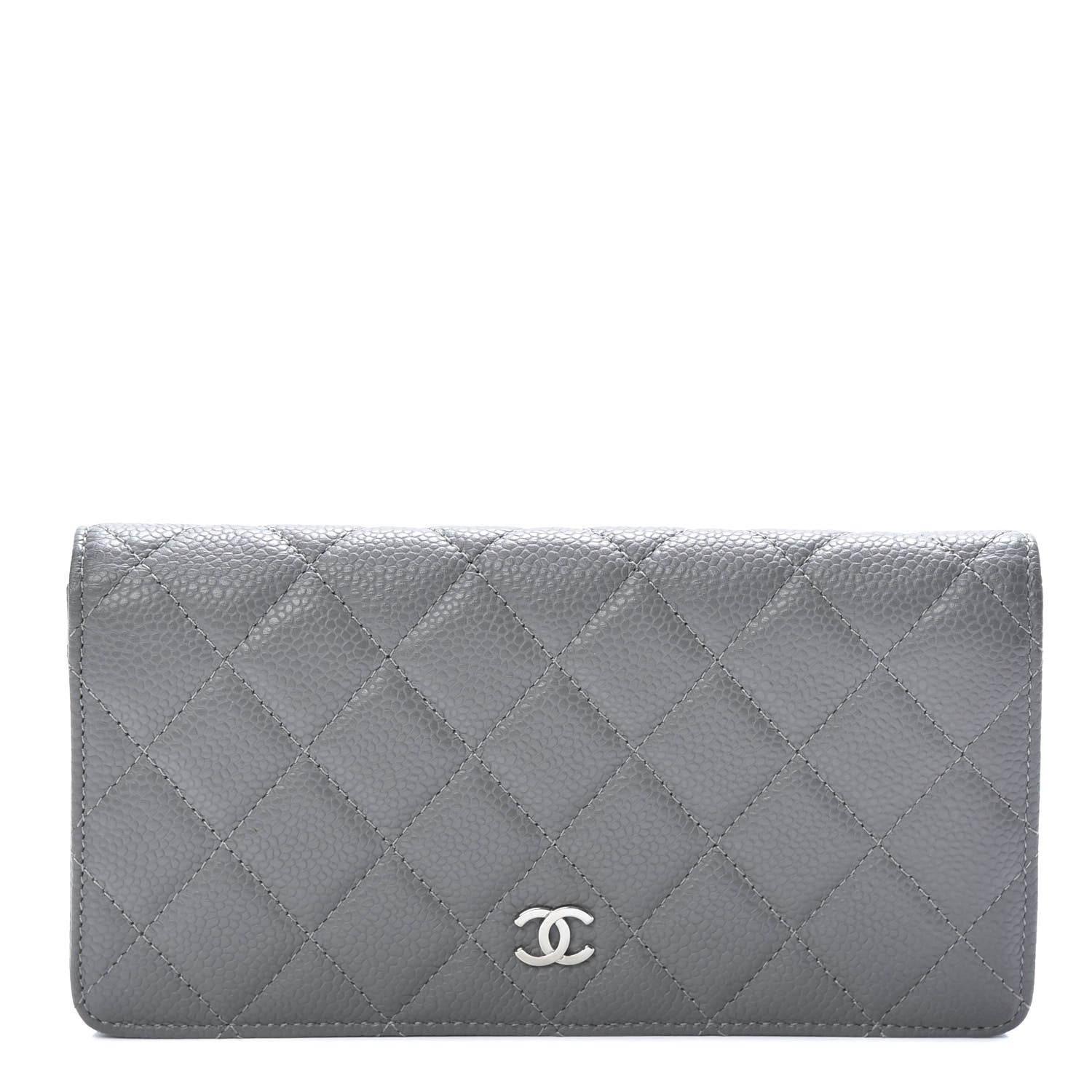 Chanel Caviar Quilted Yen Wallet Grey 1 of 9