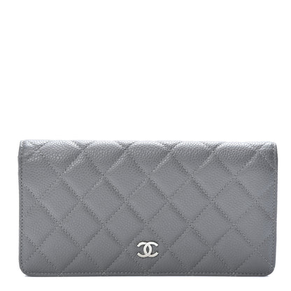 Chanel Caviar Quilted Yen Wallet Grey 1 of 9