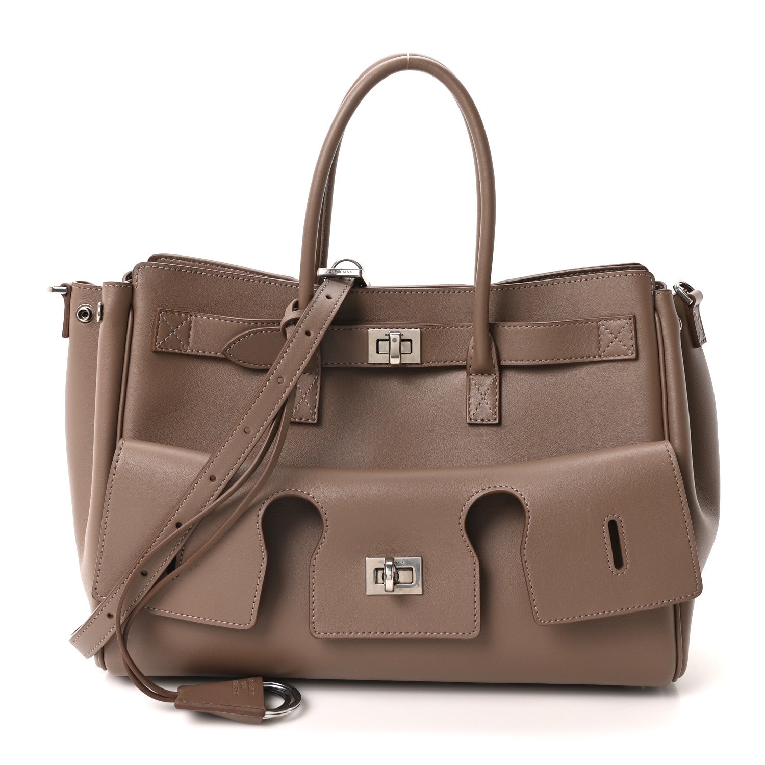 Balenciaga Smooth Calfskin Small Bel Air Carry All Bag Dark Taupe Dark Taupe Dark Taupe 1 of 9