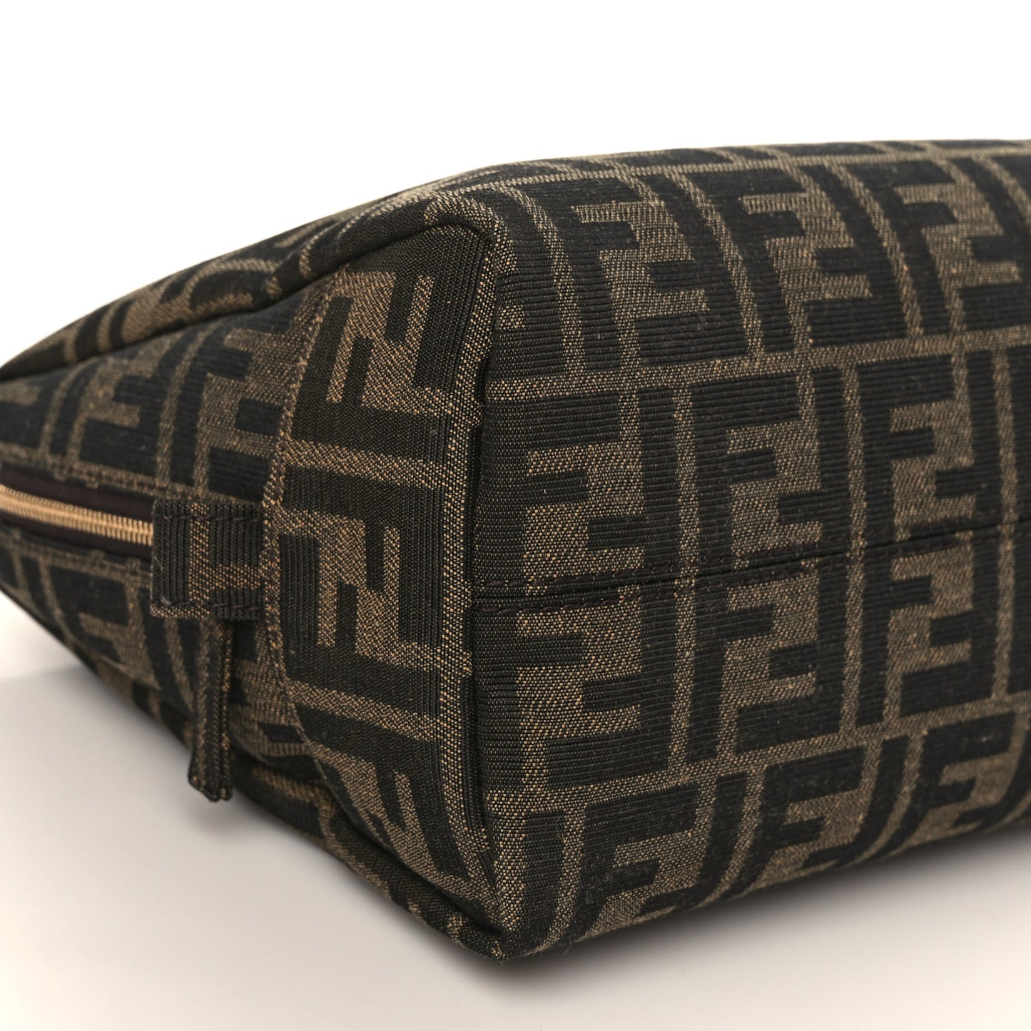 Fabric Jacquard FF 1974 Medium Trapezoid Beauty Pouch Tobacco Moro Black