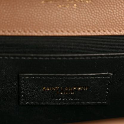Saint Laurent Grain De Poudre Textured Mixed Matelasse Medium Triquilt Monogram Satchel Dark Beige 6 of 12