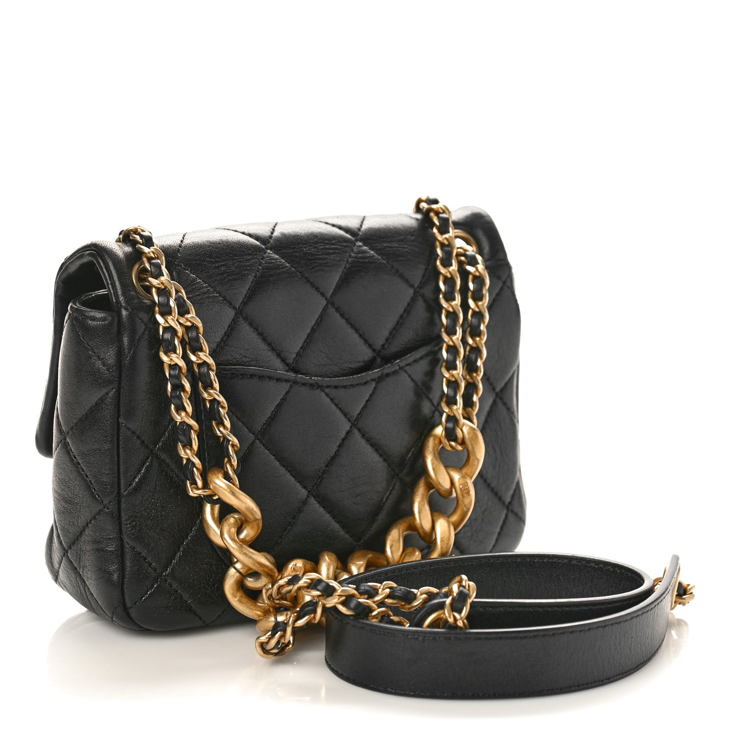 Lambskin Quilted Mini CC Chain Flap Black